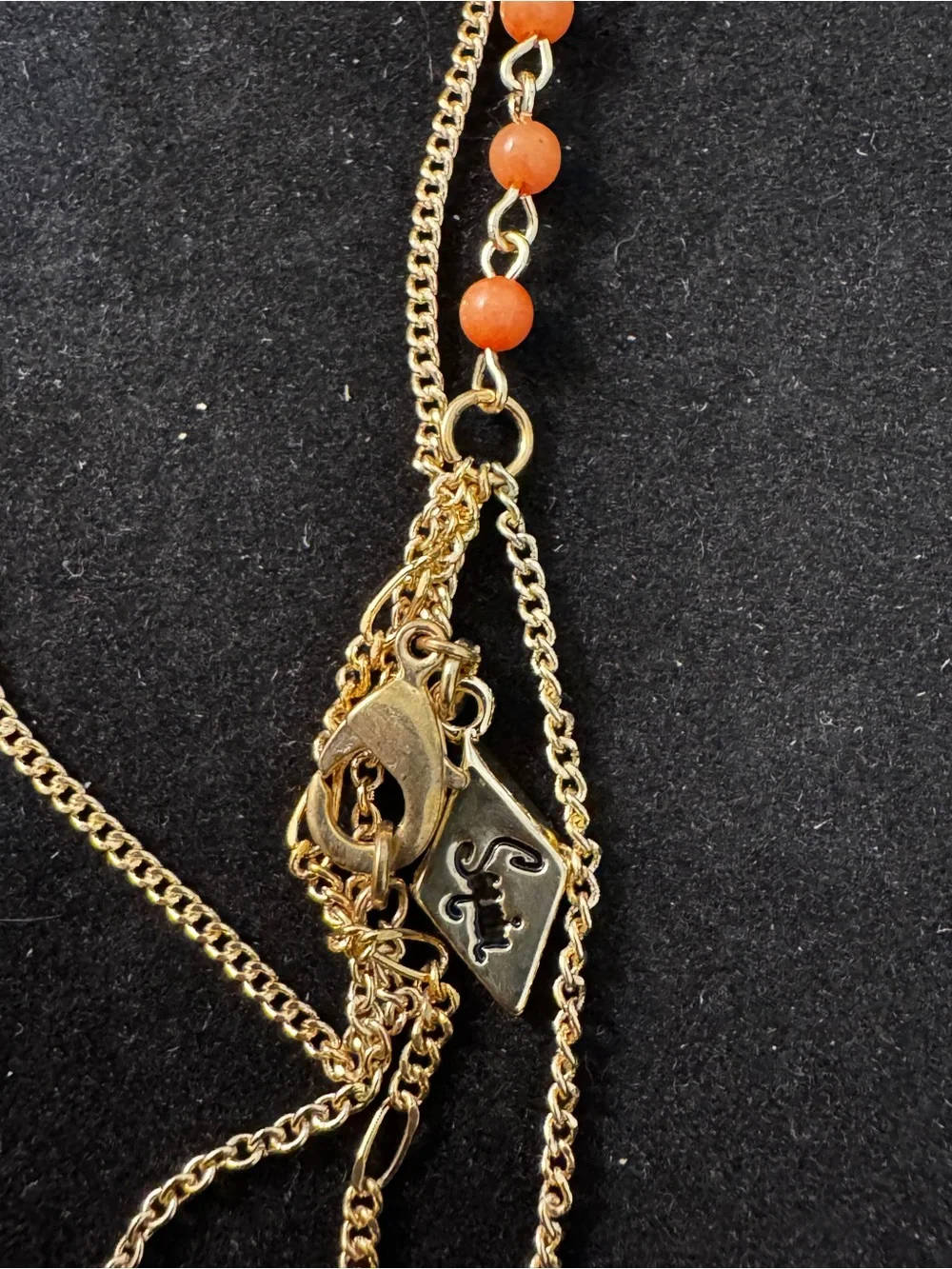 Orange aventurineGold Chain Necklace with Orange Beads - Women's Fashion Jewelry